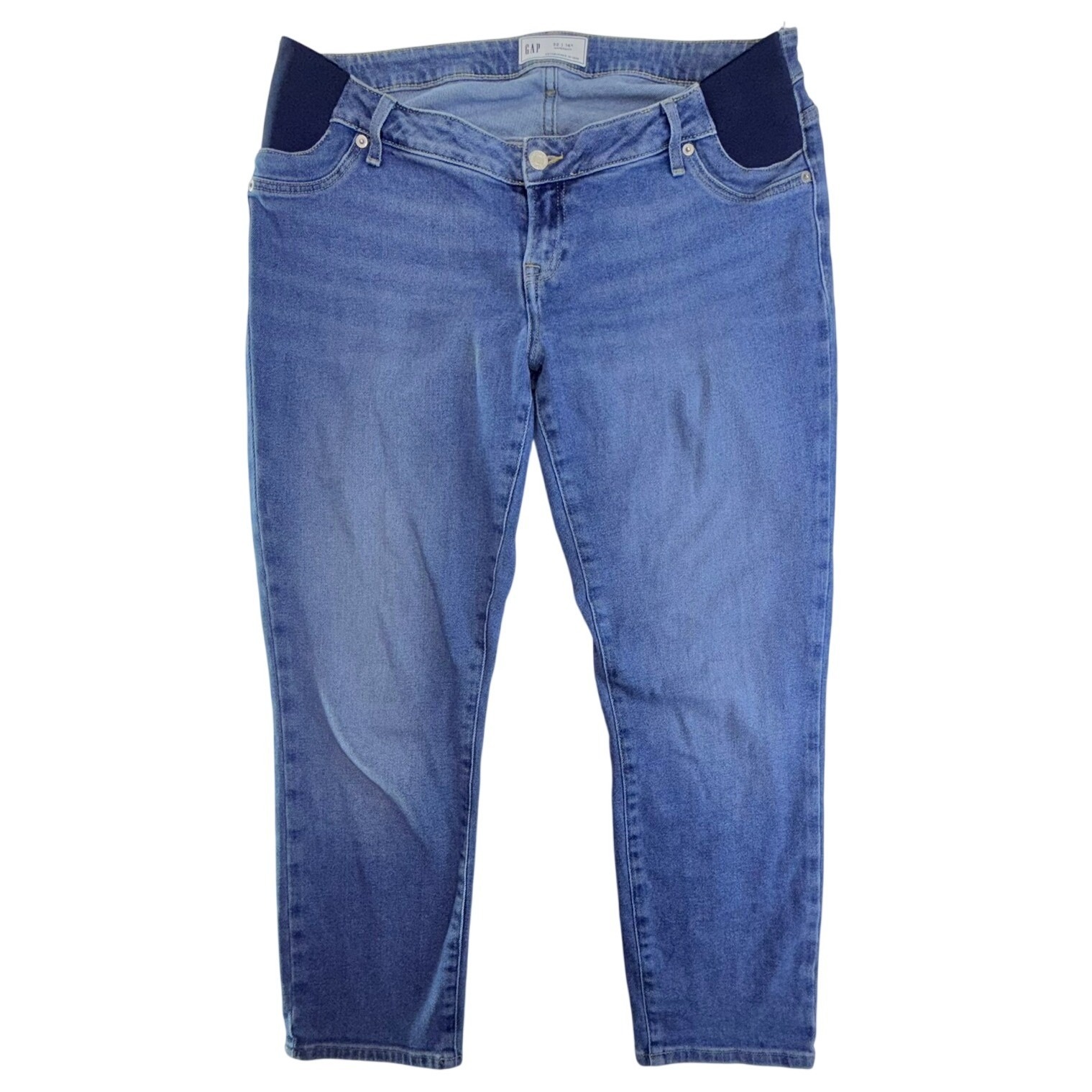 Gap Maternity Slim Straight Jeans Womens 14r Side Panels Blue Stretch Denim